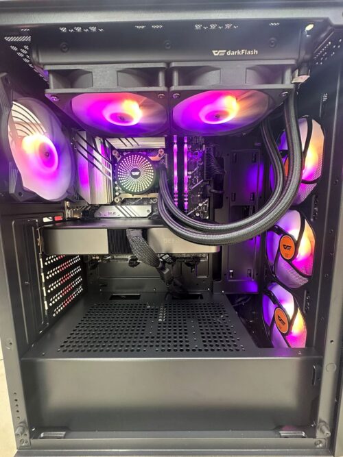 GAMING PC Intel(R) Core (TM)i7-processor 14 (14700f) Generation  16GB DDR4 3200MHz HYPERX  RAM  512 M2  SSD  1TB HDD RTX  3070 8GB GRAPHICS   ⁠750W POWER SUPPLY  ASUS B760m a-WiFi mother board  Dark flash LIQUID cooler  DARK FLASH DK260 air