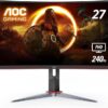 OC C27G2Z 27" Curved Frameless Ultra-Fast Gaming Monitor, FHD 1080p, 0.5ms 240Hz, FreeSync, HDMI/DP/VGA, Height Adjustable,