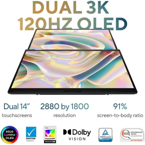 Asus Zenbook Duo OLED (2023) Ultrabook – 1st Series Intel Core Ultra 9-185H  14inch 3K OLED  1TB SSD  32GB RAM Shared Intel Arc Graphics / Windows 11PRO USED