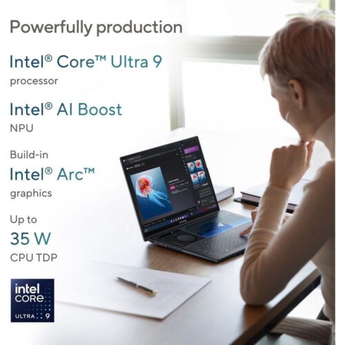 Asus Zenbook Duo OLED (2023) Ultrabook – 1st Series Intel Core Ultra 9-185H  14inch 3K OLED  1TB SSD  32GB RAM Shared Intel Arc Graphics / Windows 11PRO USED