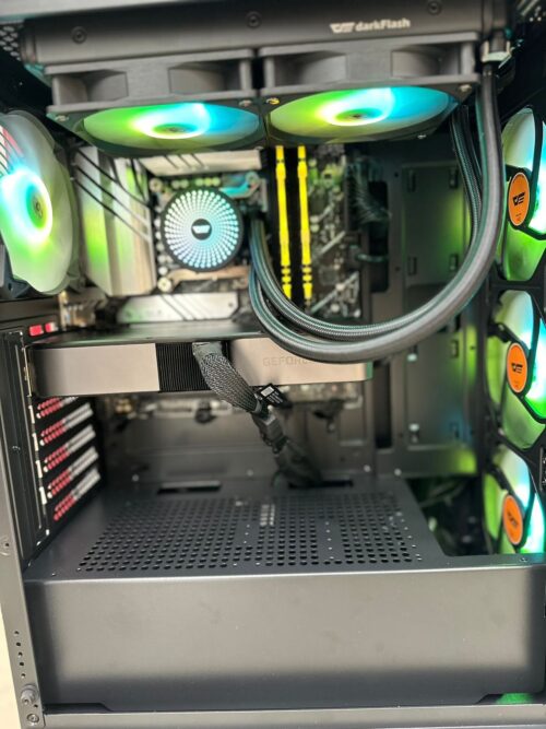 GAMING PC Intel(R) Core (TM)i7-processor 14 (14700f) Generation  16GB DDR4 3200MHz HYPERX  RAM  512 M2  SSD  1TB HDD RTX  3070 8GB GRAPHICS   ⁠750W POWER SUPPLY  ASUS B760m a-WiFi mother board  Dark flash LIQUID cooler  DARK FLASH DK260 air